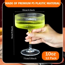 10oz Plastic Martini Glasses Set Of 12 – Reusable Shatterproof Cocktail Cups With Classic Design For Weddings Parties Home And Outdoor Events - Set of 12 - 查看 9