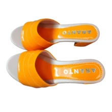 Low Block Heel Clogs In Various Colors, Comfort - Orange - View 2