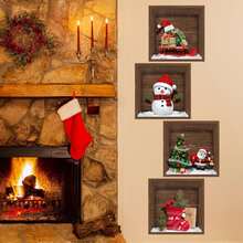 4pcs Christmas Wall Sticker Set, Winter Holiday Decor, Snowman Gift Box Mini Tree Christmas Boot Wall Stickers, Self-Adhesive Removable, Suitable For Living Room Bedroom Christmas Decoration, Applicable For Christmas, Halloween, Thanksgiving, Valentine's Day, Spring Festival, Easter, New Year, Independence Day And Other Holidays, Suitable For Party, Office