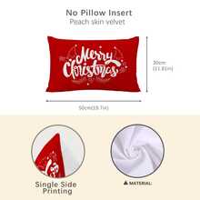 Capa de almofada com ilustração de Feliz Natal, simples, vermelha, de 1 peça, estampa unilateral, veludo macio, cor pêssego, fronha de 30 x 50 cm/40 x 60 cm para sofá de tecido moderno, decoração de interiores, decoração de festa, presente
