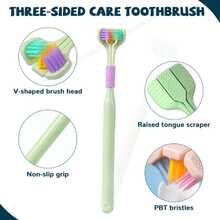 Three-Sided Toothbrush Suitable For Sensitive Teeth And Gums. With A V-Shaped Design, It Facilitates Deep Cleaning. The 45-Degree Angle Can Reach Hard-To-Clean Areas. It Is A Daily Household Oral Care Brush Designed Specifically For Sensitive Teeth Care. | Ergonomic Handle | Gripping Design - Multicolor - View 6