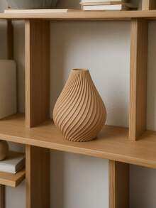 1pc Unique Textured Plastic Vase With Artificial Reed Grass, Modern Style Beige Water Drop Shaped Home Decor, Delicate Details, Suitable For Living Room, Spring Wall Decor Centerpiece, Rustic Ceramic Style Room Decoration Glass Vase - Multicolor - View 5