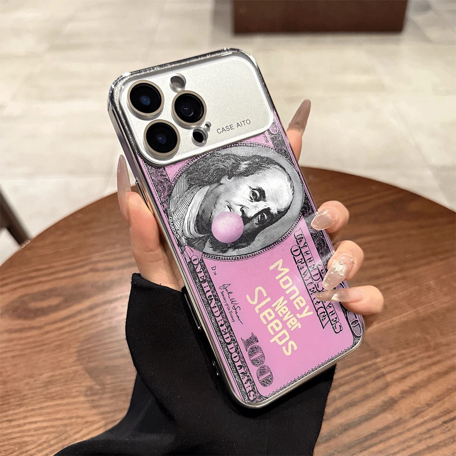 Dollar New Instantly Transform Into IPhone 17 Series Acrylic Large Window Glass Lens Protection For IPhone 17 Air 16 15 14 13 Pro Max/17 16 15 14 13 Pro Electroplated Phone Case With Hard Back Protection And Full Protection Against Drops - 銀色 - 查看 1