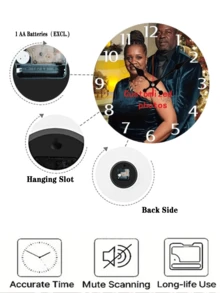 个性定制圆形挂钟，多宫格定制，家人，朋友，兄弟姐妹，10-12英寸，情侣招财啊，静音挂钟适合房间装饰，母亲节礼物，无需电池。 - 彩色 - 查看 6