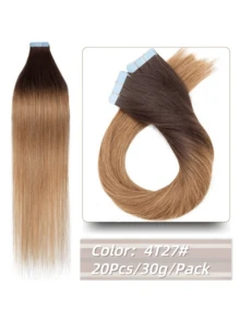 Kercsityn Tape In Human Hair 10-24 Inch Piano Color Hair Extensions Silky Straight Remy Human Hair Seamless Skin Weft Tape In Hair Extensions 20Pcs - S2/6 - View 12