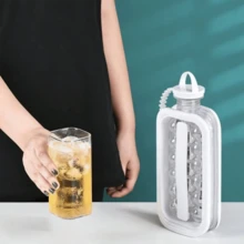1 件可折叠制冰机水瓶，二合一制冰罐，冰块罐，冰块球，冰块矩形折叠制冰机水瓶，二合一制冰罐，17 个大容量制冰机研磨工具家用硅胶冰块模具，制冰机，冰箱配件 - 白色 - 查看 4