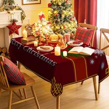 1/20 pièces Nappe de Noël, fleur de Noël, nappe à motif de lettres, nappe d'hiver, nappe rectangulaire, convient pour les fêtes à thème, la décoration de la maison, convient pour une utilisation intérieure et extérieure, décoration de Noël, cadeau de Nouvel An, haute qualité, Joyeux Noël - Multicolore - Voir 5