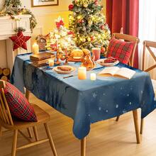 1/20pcs Christmas Tablecloth - Blue Themed Snowman Pattern Tablecloth, Durable Polyester Material Tablecloth - Indoor And Outdoor Holiday Party Decorations - Perfect For Rustic, Modern Or Traditional Tables - Easy To Clean Christmas Decorative Gift, Machine Made