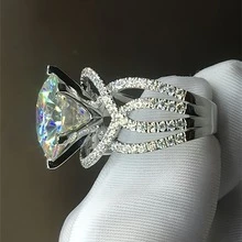 1 pieza Anillo de compromiso elegante plateado en plata con circonita cúbica blanca, accesorio de boda de lujo para fiesta nupcial, regalo de joyería de alta gama para seres queridos, regalo para fiestas