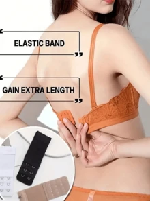 3/6/9件装加大码可调节弹性文胸延长带，2排3扣长款文胸后背夹，舒适文胸延长带，适合日常穿着和换季服装调整 - 彩色 - 查看 3