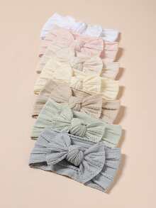 7pcs/Set Baby Girl Soft Elastic Nylon Headbands, Solid Color Cute Hair Accessories Set