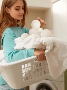 2/6/12 Pcs Wool Dryer Balls Drying Balls For Laundry, Natural Laundry Ball Fabric Softener, Chemical-Free, Reduces Wrinkles, Speeds Up Drying Time, Reusable - 白色 - 查看 5