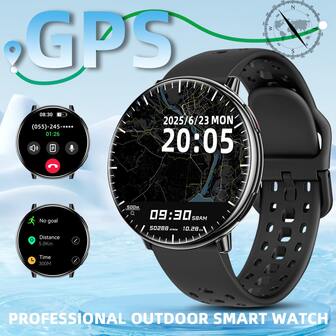 SIMSONLAB 1.43-Inch Amoled Round Screen Smart Men'S And Women'S Watches, GPS Positioning, Ip68 Waterproof, Sedentary Reminder, Support Notification Reminder/Wireless Call/Alarm Clock, Fitness Tracker With Multiple Exercise Modes, Weather Forecast, Fashion Design, Photo Control, Music Control