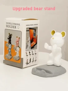 1 个可爱手机支架，卡通熊形手机支架，兼容手机和平板电脑，适用于办公桌面、床边、客厅、书房、卧室、礼品、学校用品、返校 - 粉紅色踢腿熊 - 查看 10