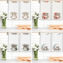 2/4 Pcs Set, Dish Towels, Owl Pattern Printed Super Absorbent Microfiber Modern Dish Cloths, Cooking And Baking Tea Towels, Cleaning Rags, Hand Towels, Highly Absorbent And Soft, Kitchen Decor, Gifts For Neighbors, Mothers, Birthdays, Housewarming Gifts For Friends, Kitchen Essentials, Daily Necessities