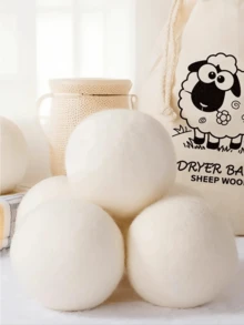 2/6/12 Pcs Wool Dryer Balls Drying Balls For Laundry, Natural Laundry Ball Fabric Softener, Chemical-Free, Reduces Wrinkles, Speeds Up Drying Time, Reusable - 白色 - 查看 6