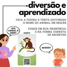 Flash Cards Animais Ciranda Cultural Bilíngue 56 Cartas Infantil Curso Escola Ensino English Educativo QR Code - Multicolorido - Visão 3