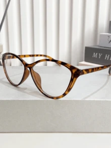 1pc/2pcs New Retro Fashion Lightweight Cat Eye Eyeglass Frames, Daily Casual Plain Glass Black Frame, Vintage Style  Plain    Casual    None - 黑色 - 查看 7