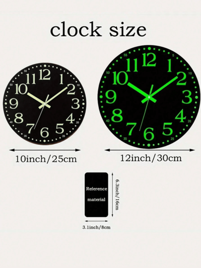 [Luminous Wand Clock, Silent 10 Inch 12 Luminous Klok AA Battery Not Included, 1pc Mute out Ticking, Numbers s, Flat Top Home Room view 7