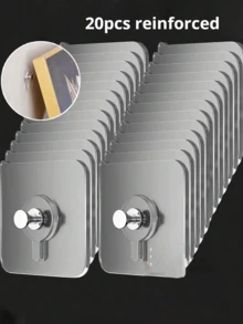 5/10/20/30pcs Set Modern Wall Mounted Practical Hooks - Easy Installation, Strong Adhesive, No Drilling Required, Waterproof Plastic Hooks, Suitable For Kitchen And Bathroom, Can Hang Photos, Frames, Posters, Clocks, Etc. - Multicolor - View 12