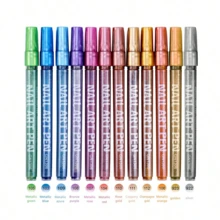 速干丙烯酸彩色记号笔，适用于美甲；金属纹理指甲笔，多种鲜艳色彩，适合日常使用、节日礼物、DIY 绘画