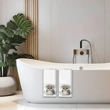 2/4 Pcs Set, Dish Towels, Owl Pattern Printed Super Absorbent Microfiber Modern Dish Cloths, Cooking And Baking Tea Towels, Cleaning Rags, Hand Towels, Highly Absorbent And Soft, Kitchen Decor, Gifts For Neighbors, Mothers, Birthdays, Housewarming Gifts For Friends, Kitchen Essentials, Daily Necessities