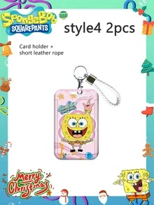 2/4/6 pezzi Porta tessere SpongeBob SquarePants, per metropolitana, campus, autobus, tessera pasto, tessera cittadino, tessera controllo accessi, tessera ritiro/consegna, tesserino di lavoro, cordino, guscio rigido, pass di accesso, etichetta, migliore decorazione per atmosfera festiva