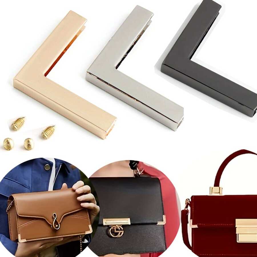 2pcs Metal Rectangular Protector Clips, Handbag Notebook Corner Guards, Shoulder Bag Rivet Decorative Accessories, Luggage Hardware