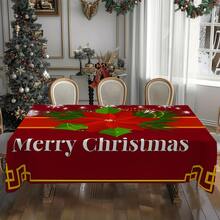 1/20 pièces Nappe de Noël, fleur de Noël, nappe à motif de lettres, nappe d'hiver, nappe rectangulaire, convient pour les fêtes à thème, la décoration de la maison, convient pour une utilisation intérieure et extérieure, décoration de Noël, cadeau de Nouvel An, haute qualité, Joyeux Noël - Multicolore - Voir 8