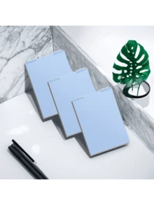 2 Pcs Blue Wooden Flip Top Binder Notebook With 360° Rotation - No Bleed-Through Paper For Perfect Double-Sided Writing, Ideal For School & Office Notes - 藍色 - 查看 5