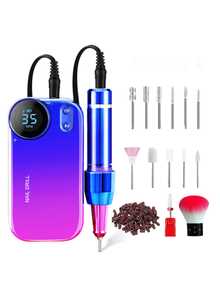 duofu Kit portatile per manicure e pedicure con lima elettrica ad alta velocità, ricaricabile, con 12 testine, 1 spazzola e 56 bande abrasive, set professionale per rimozione cuticole e smalto per unghie, per uso in salone e domestico