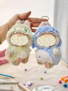 一套17厘米娃娃衣服，兼容娃娃，动物造型娃娃衣服，鲨鱼套装及配件，适合6.7英寸娃娃，带拉链的连帽连体衣，蓬松的娃娃装扮服（不含娃娃），情人节礼物的完美之选 - 彩色 - 查看 5