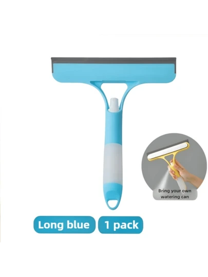1pcs Shower Squeegee For Glass Door, 2025 Upgrade Multi-Purpose Squeegee For Shower Glass, 3 In 1 Spray Function, Scrape And Microfiber Window Scrubber, All-Purpose Window Cleaner Tool (Blue)