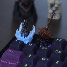 1 Set WOW Tastenkappen - Overlord Sulfuron Slammer Orange Boomstick Helm Hammer Schreibtisch Dekor Modell Statue Sammlerstück Spiel Merchandise Fans Geschenk