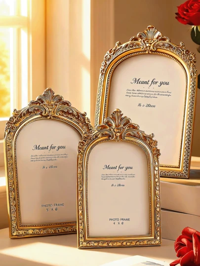 1 件欧洲复古树脂相框 - 优雅家居装饰吊坠 - 奢华浮雕挂饰 - 适合文学和灯光主题的室内装饰 - 家居饰品