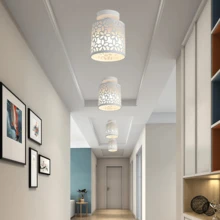 1 件铁制空心灯罩，圆柱形灯罩，带 5 瓣花卉镂空设计，E27 金属吸顶灯 - 彩色 - 查看 2