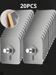 5/10/20/30pcs Set Modern Wall Mounted Practical Hooks - Easy Installation, Strong Adhesive, No Drilling Required, Waterproof Plastic Hooks, Suitable For Kitchen And Bathroom, Can Hang Photos, Frames, Posters, Clocks, Etc. - Multicolor - View 11