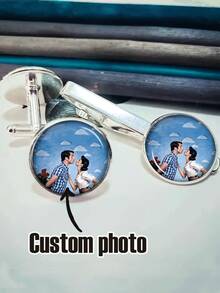 Customized Cufflinks For Men - Elegant Shirt Accessory, Interchangeable Design | Wedding, Business, Gala Gift Box Set | Engraved Letters Or Patterns (Silver/Colorful, Deluxe Gift Box), Suitable For Dress Shirts And Suits, Valentine's Day Gift, Holiday Gift, Father's Day Gift, Mother's Day Gift, Teacher's Day Gift, Christmas Gift - D5 - View 12