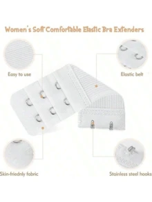 3/6/9件装加大码可调节弹性文胸延长带，2排3扣长款文胸后背夹，舒适文胸延长带，适合日常穿着和换季服装调整 - 彩色 - 查看 9