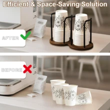 Wood Bathroom Cup Holder 3oz-12oz, Stylish Walnut Disposable Cup Dispenser, Plastic Mouthwash Cup Storage Organizer For Cups (Under 3.35in Diameter) -Perfect For Office, Kitchen, Gym, School Or Cafes(Need To Required)