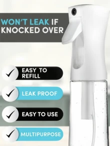 1pc Continuous Fine Mist Spray Bottle: Leak-Proof, Nozzle For Perfect Even Spraying. For Hairstyling Taming Frizz, Skin Care Misting, Plant Watering, Cleaning Solutions & Essential Oils. Ideal For Morning Routines, Salons, Gardens & Home Use By Beauty Enthusiasts, Gardeners & Homemakers. Versatile & Refillable. - 白色 - 查看 5
