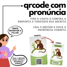 Flash Cards Animais Ciranda Cultural Bilíngue 56 Cartas Infantil Curso Escola Ensino English Educativo QR Code - Multicolorido - Visão 4