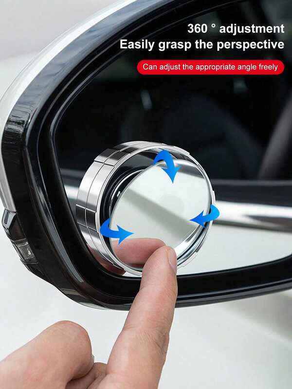 Car Rearview Mirror Small Round Mirror (Pair Set), Suction Cup Type Blind Spot 360-Degree Reversing Rainproof High-Definition Mirror Blind Spot Wide Field Of View Wide-Angle Reflective Auxiliary Mirror When Changing Lanes While Driving, Anti-Scratch And Collision