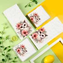 2/4 Pcs Set, Dish Towels, Owl Pattern Printed Super Absorbent Microfiber Modern Dish Cloths, Cooking And Baking Tea Towels, Cleaning Rags, Hand Towels, Highly Absorbent And Soft, Kitchen Decor, Gifts For Neighbors, Mothers, Birthdays, Housewarming Gifts For Friends, Kitchen Essentials, Daily Necessities