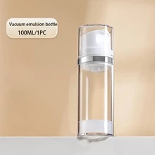 1pc Refillable Transparent Vacuum Pump Dispenser Bottle, Travel Cosmetic Container For Lotions, Serums, Shampoos, Suitable For Business Trips And Outdoor Activities, Great For Halloween, Christmas Travel