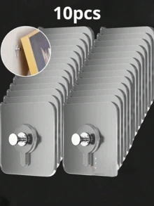 5/10/20/30pcs Set Modern Wall Mounted Practical Hooks - Easy Installation, Strong Adhesive, No Drilling Required, Waterproof Plastic Hooks, Suitable For Kitchen And Bathroom, Can Hang Photos, Frames, Posters, Clocks, Etc. - Multicolor - View 9