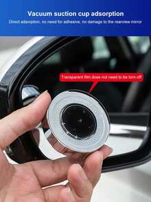Espejo retrovisor del coche, espejo redondo pequeño (par), tipo de ventosa, espejo auxiliar de ángulo amplio de 360 grados, a prueba de lluvia, de alta definición, campo de visión amplio, reflectante, para cambio de carril mientras conduce, anti-arañazos y anti-colisión