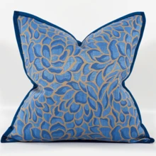 1pc Striped Decorative Throw Pillow Cover, Soft Bohemian Style Cushion Cover For Sofa, Living Room, Suitable For All Seasons, Also Can Be Used As A Gift - Blue - View 1