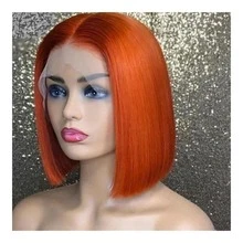 Eulisi Peruca Frontal de Renda 13X4 Reta de Cabelo Humano, Densidade de 150, Renda Transparente para Mulheres, Pré-Arrancada com Cabelo de Bebê, Cor Natural, Peruca Curta 8-14 polegadas, Cor Marrom 4#, Cor 613#, Cor Vermelho, Cor Borgonha Ombré, Loiro Mel P10/613#, P18/613#, Laranja - Preto - Visão 101