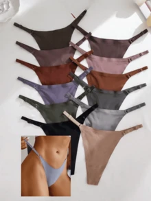Kit 12 Women's Panties Laser Cut With Adjustment Seamless Clean - 彩色 - 查看 2